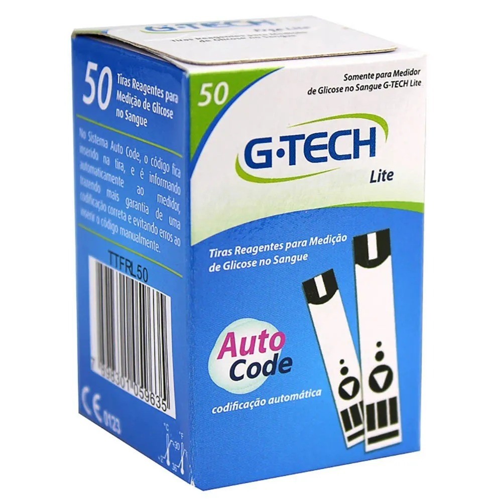 50 Tiras Reagentes G-Tech Lite – Com Nota Fi