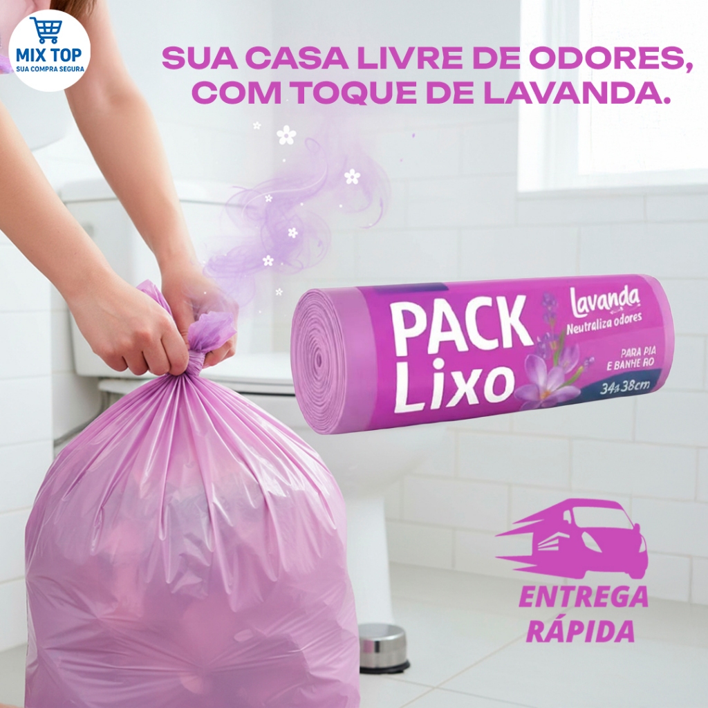Sacos de Lixo Perfumados Lavanda Para Pia e Banhe