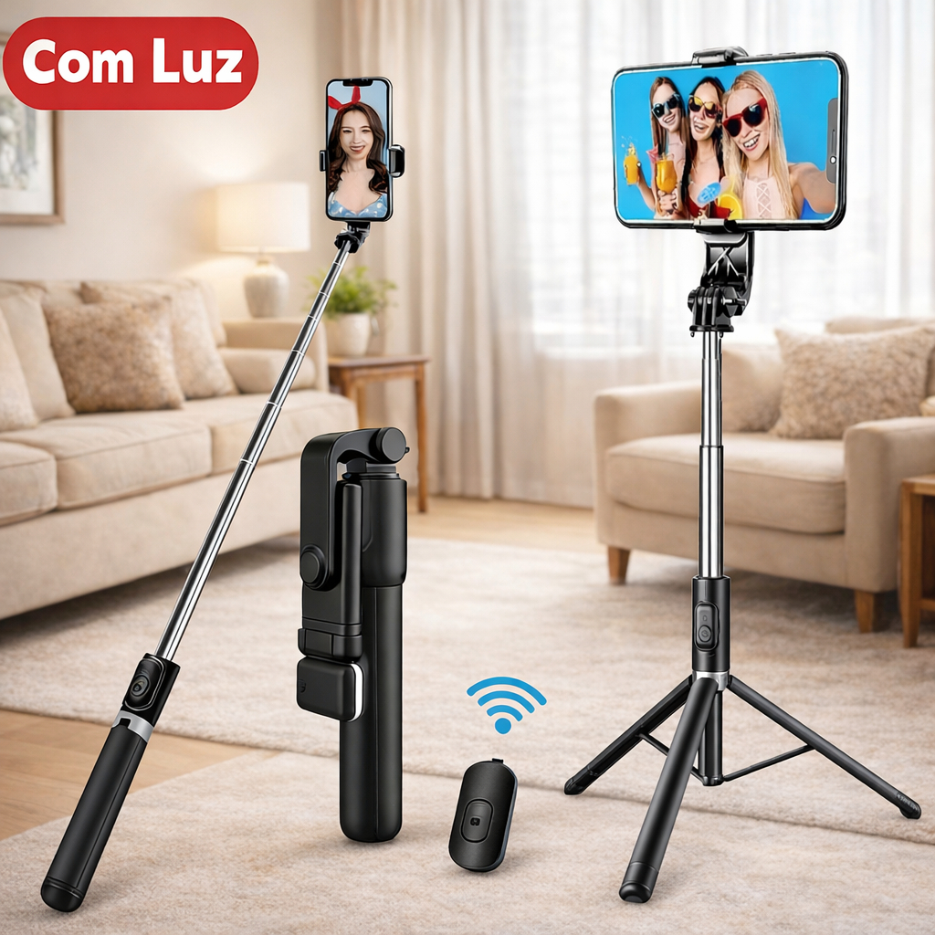 Tripé de bastão de selfie para celular 3 em 1 po