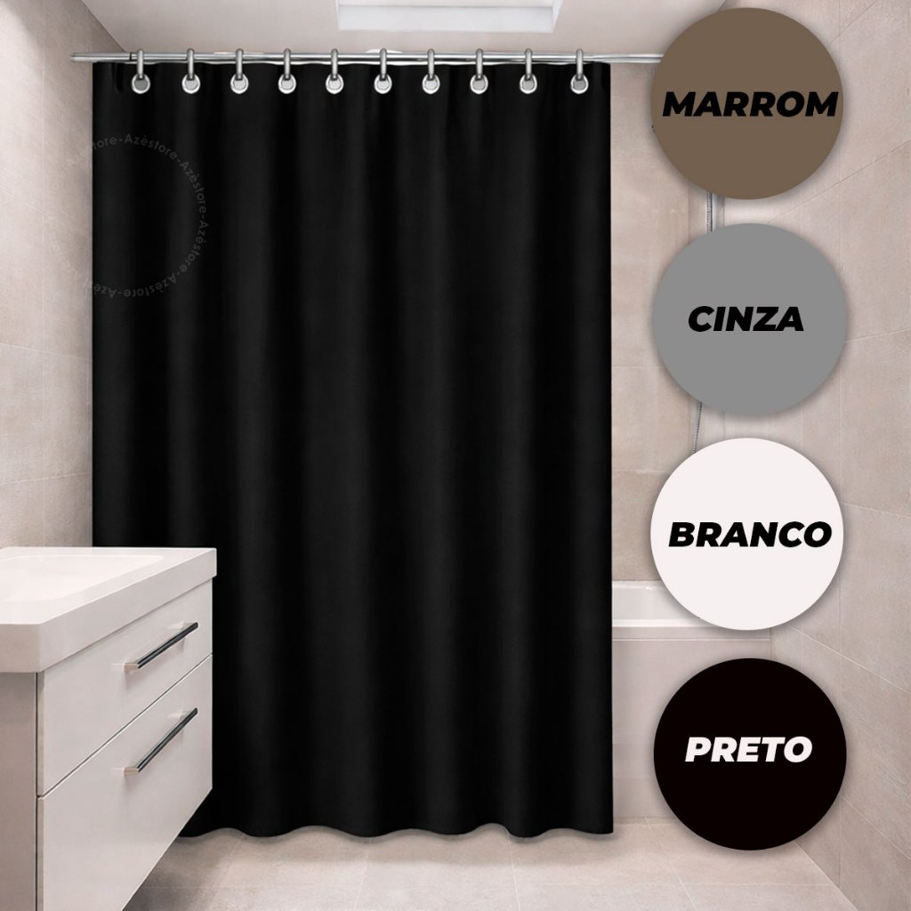 Cortina De Box Banheiro Vinil Resistente Sem Visor
