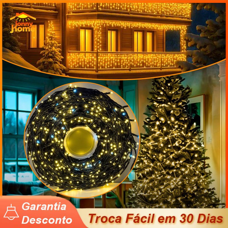 50M Cordão 240 Leds Luz quente Com 8 modos de ilu