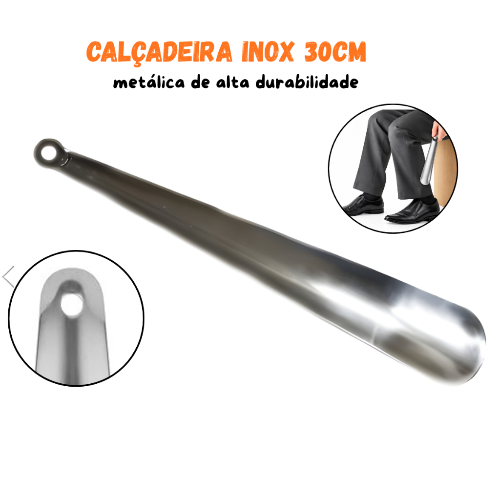 Calçadeira Inox Premium 30cm Para Sapato Tênis e