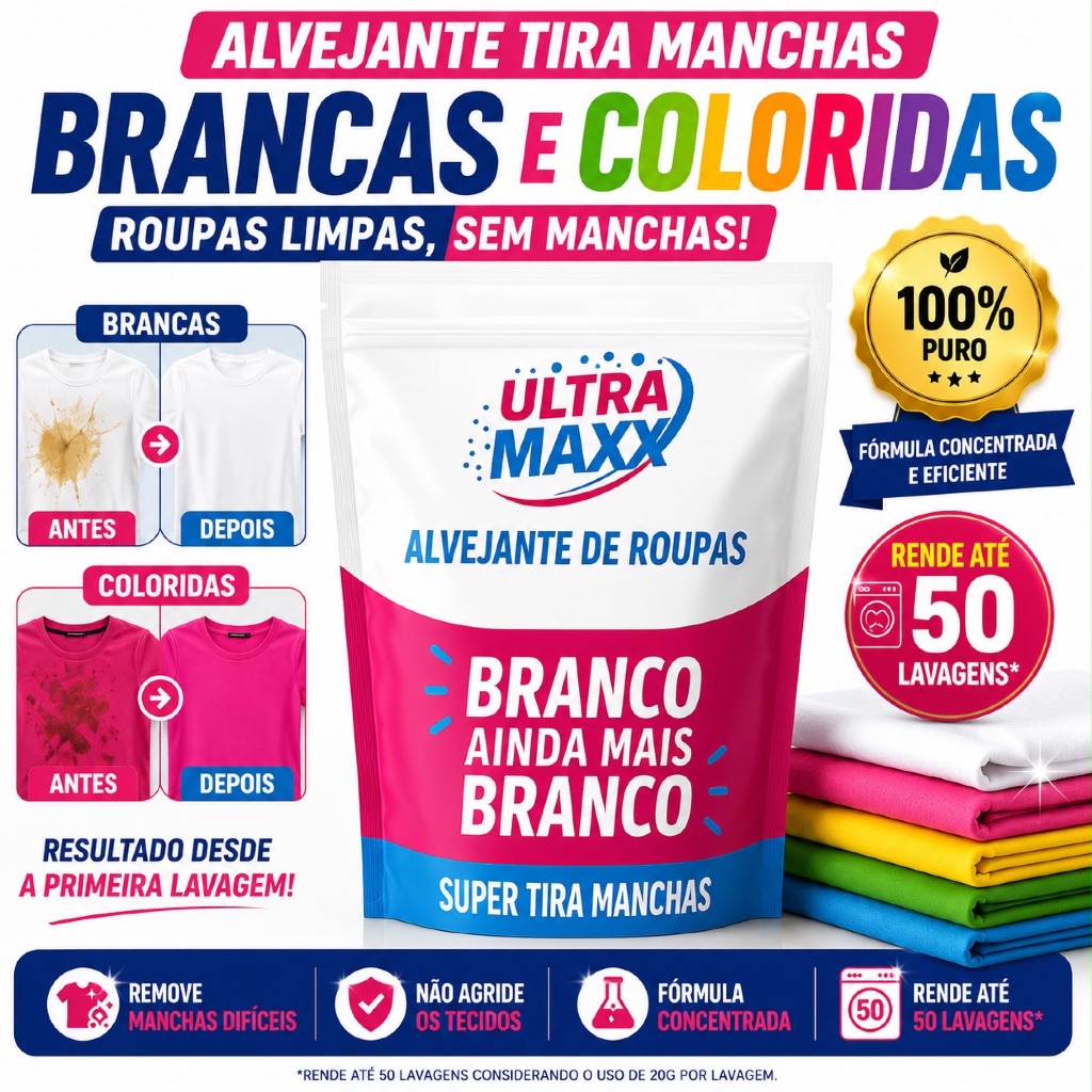 Percarbonato 100% Puro Tira Manchas Roupas Brancas