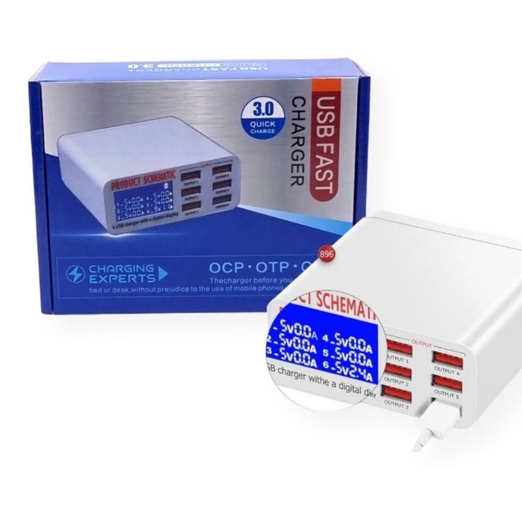 Usb Fast Carregador Inteligente Rápido 6 Portas P