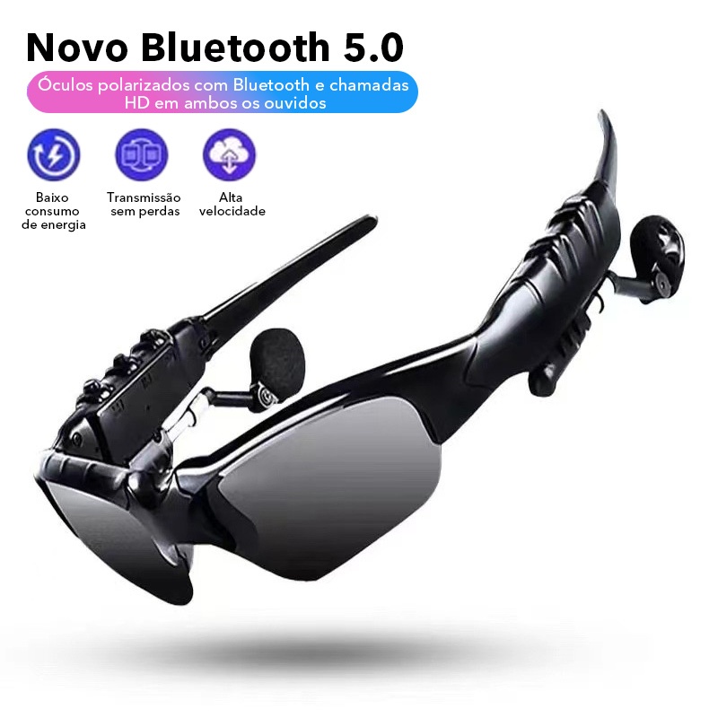 Óculos de Sol Bluetooth sem Fio com Fones de Ouvi