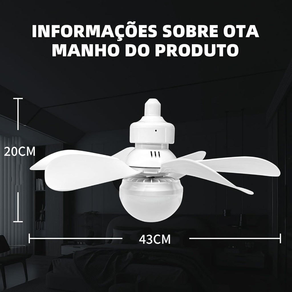 Lâmpada Ventilador 6 Pás 60w/80w De Teto,110V/22