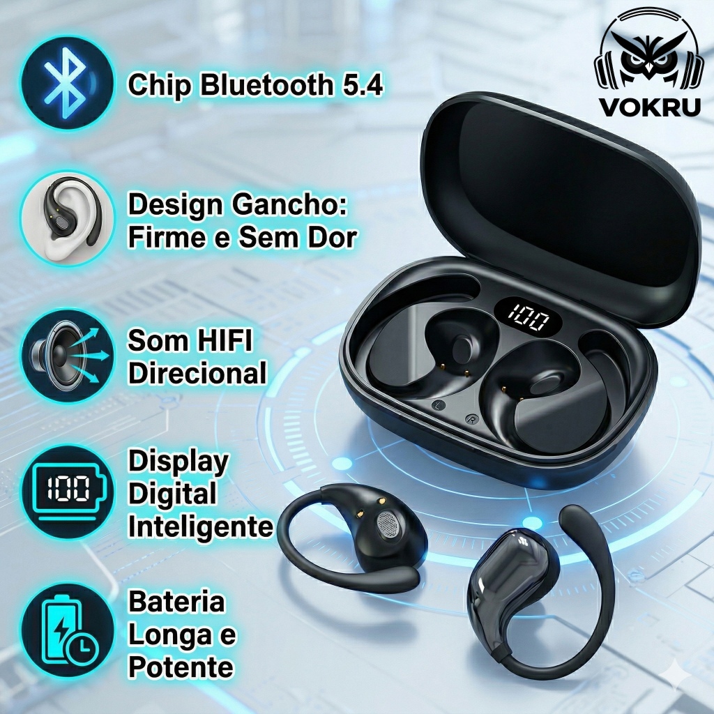 Fone Bluetooth Sem Fio com Microfone HD Bateria Lo