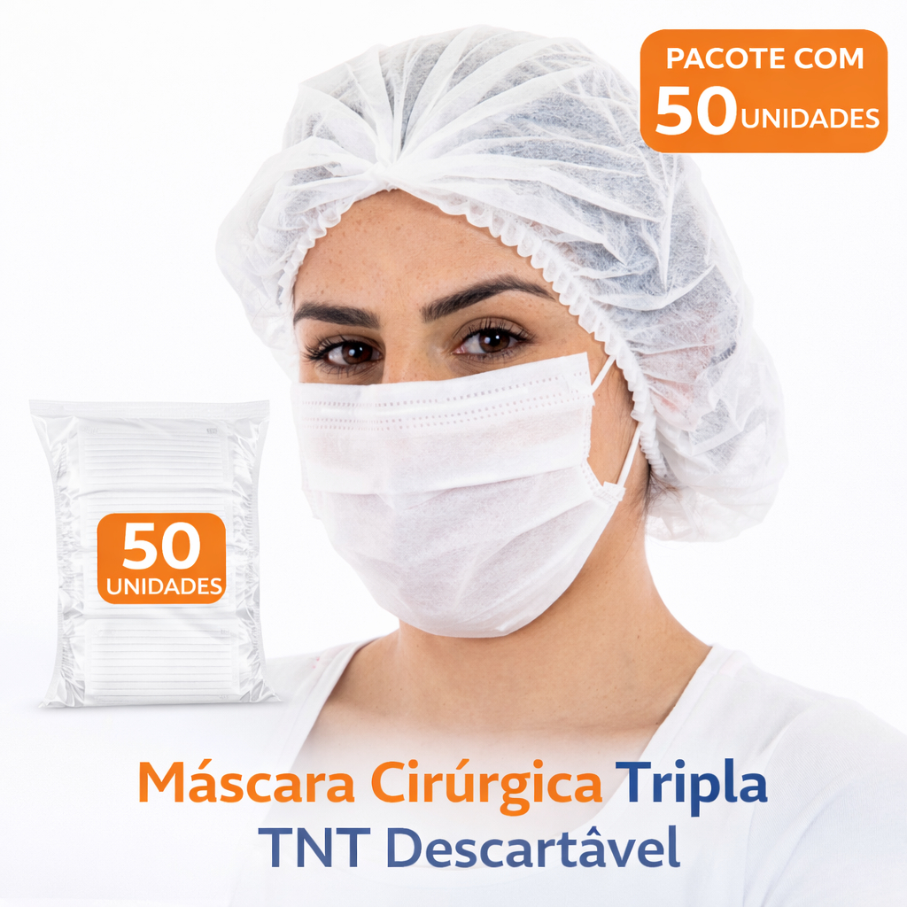 Kit 50 mascara descartavel em TNT Branca – E