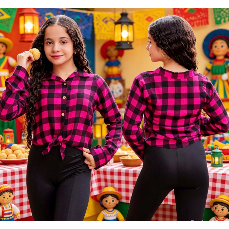Camisa Xadrez Infantil e Juvenil em Viscose para F