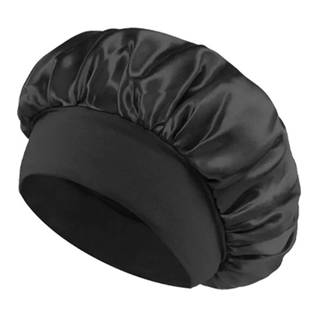 Touca de cetim com Faixa Cor Preto  Touca de Dormi