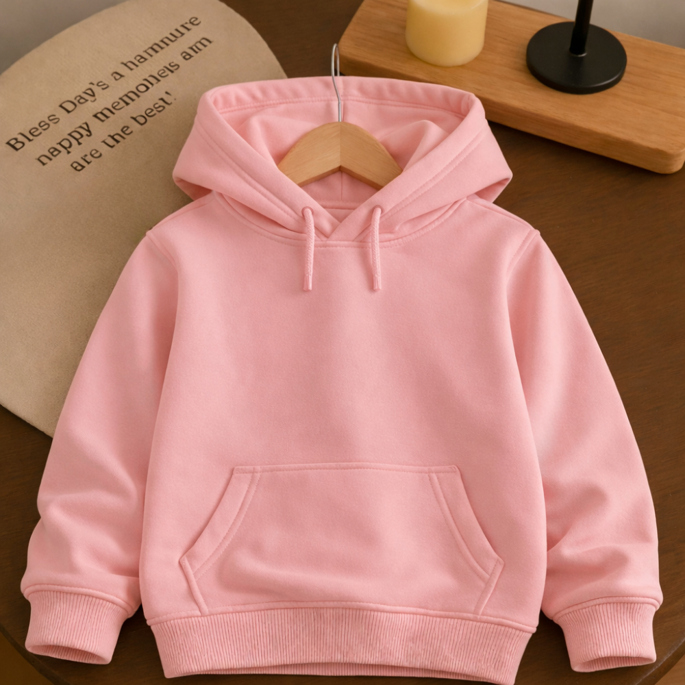 Moletom Liso Infantil Canguru Lisa Com Capuz Quent