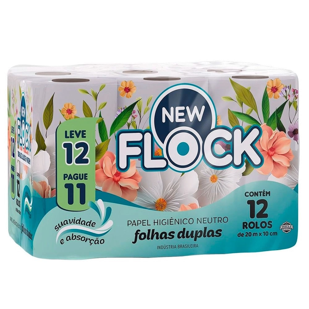 Papel Higiênico New Flock Premium Folha Dupla 20m