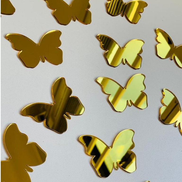 Borboletas Decorativas Acrílico Espelhado 6cm de 