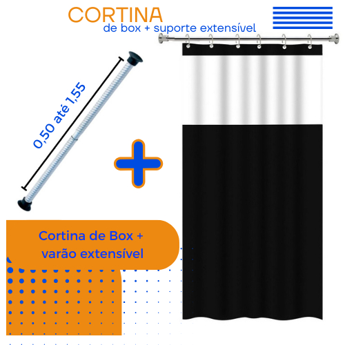 Cortina Box em PVC Para Banheiro Anti Mofo Com Gan
