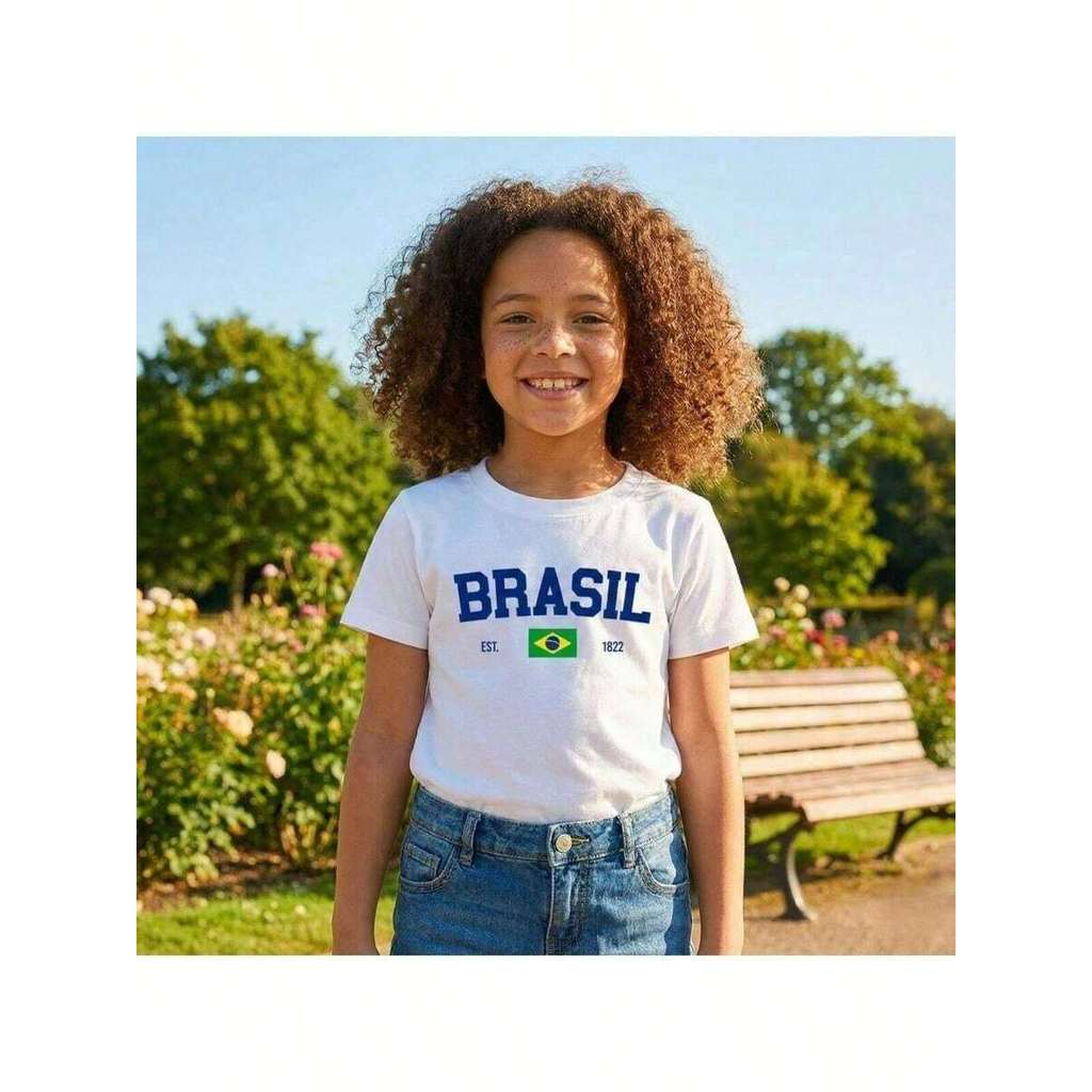 Camiseta Infantil Unissex Brasil Copa Camiseta Com