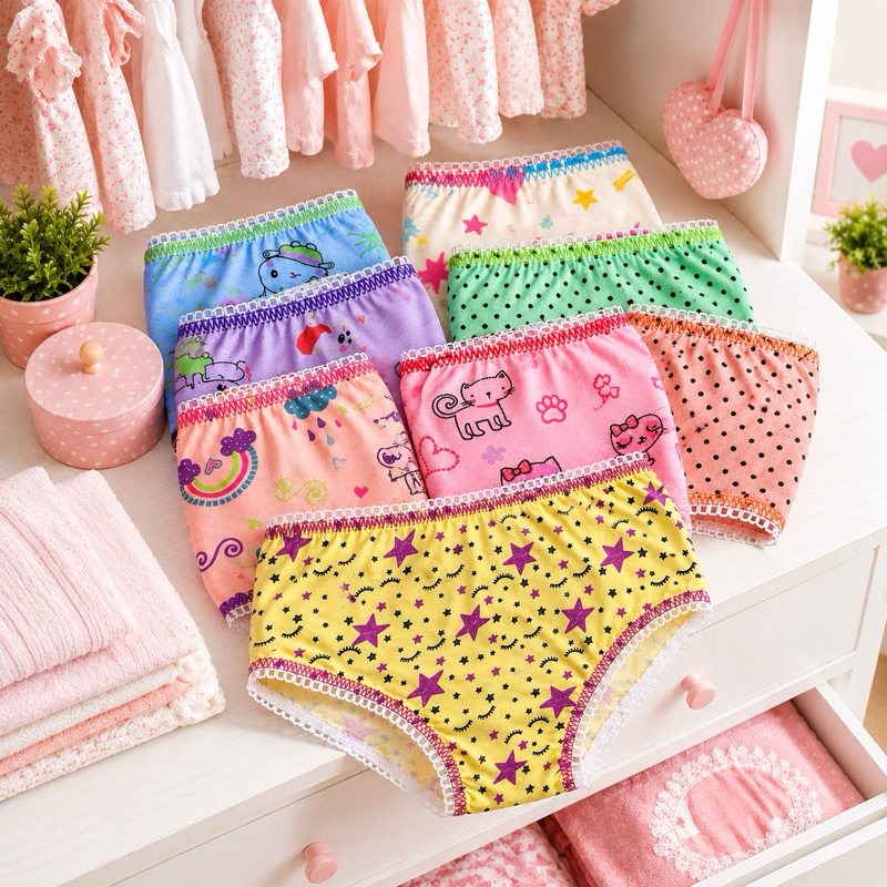 Kit 10 Calcinha Infantil Menina Algodão Estampada