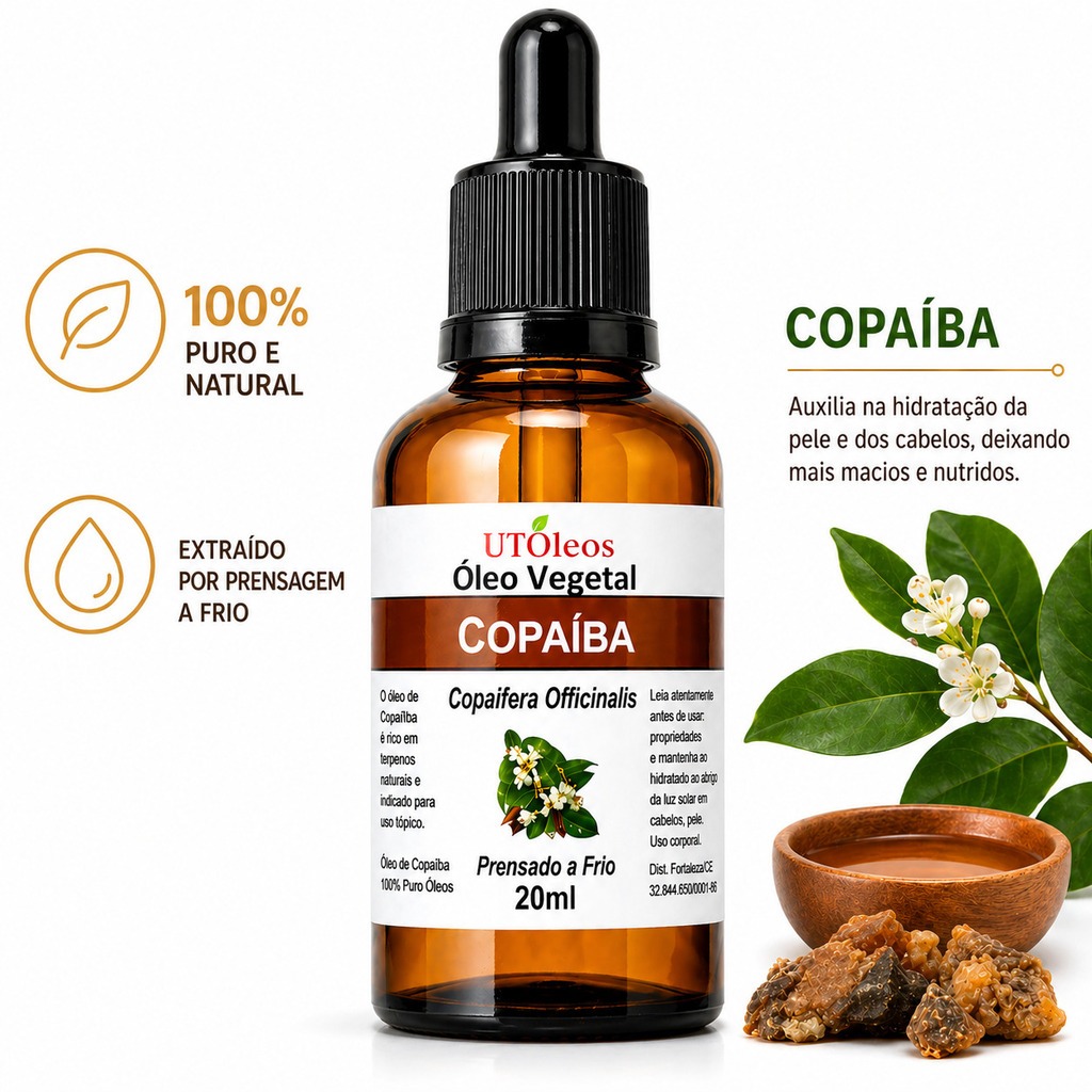 Óleo Vegetal De Copaíba 100% Puro Conta Gotas 20