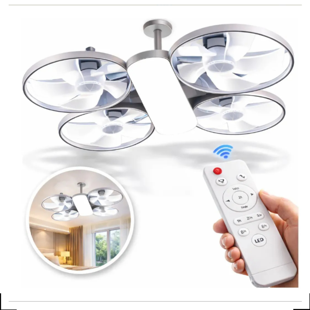 Ventilador De Teto Silencioso De 3 Modos Com Lâmp