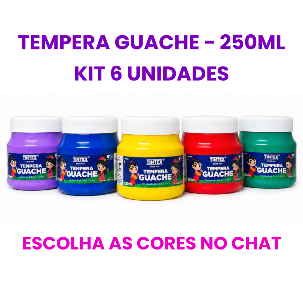 Kit c/6 Tinta Guache 250ml – TINTEX [Escolha