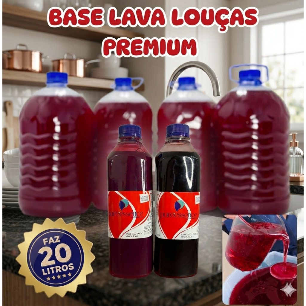 Base kit detergente faz 20 litros lava louças 