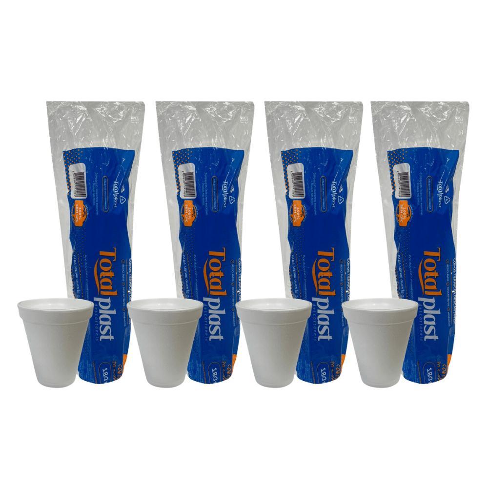 4 Pacotes de Copo de Isopor 180ml Totalplast com 2