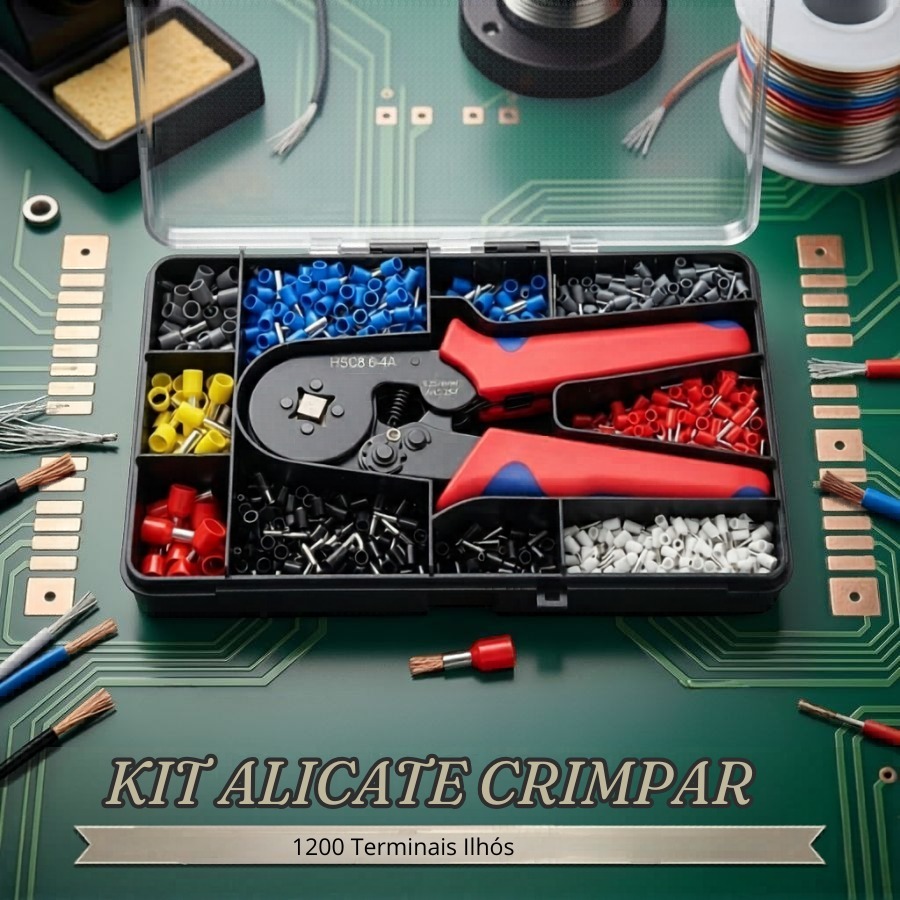 Kit Alicate Crimpar Prensa Box Com 1200 Terminal I