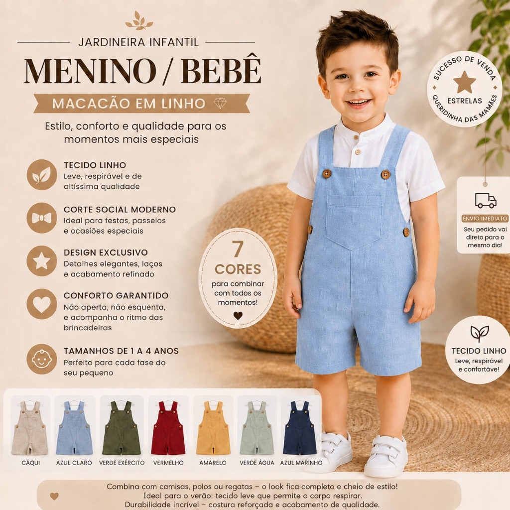 Jardineira Infantil Menino / Bebê – Macacã