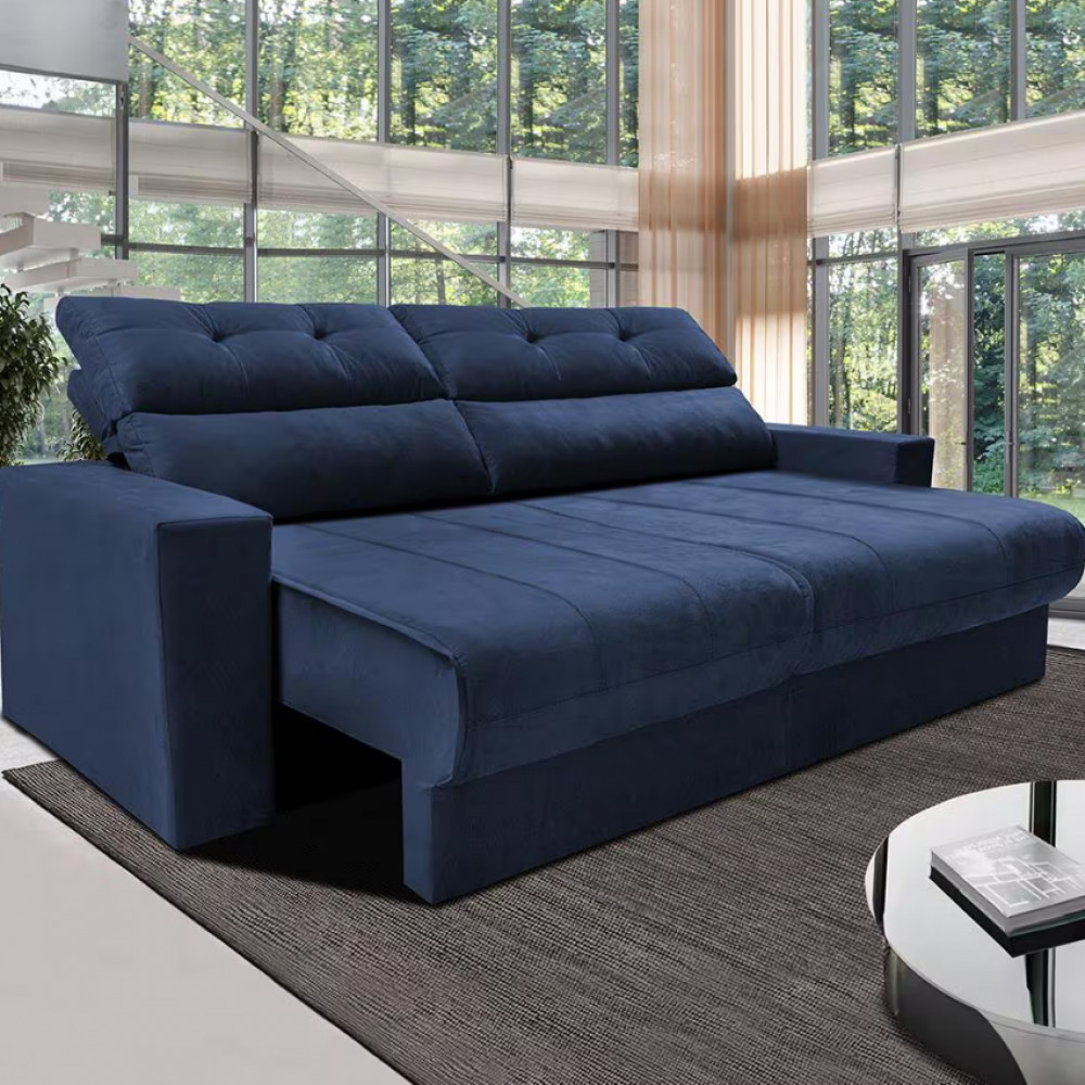 Sofá 3 lugares Cama Clean Retrátil e Reclinável