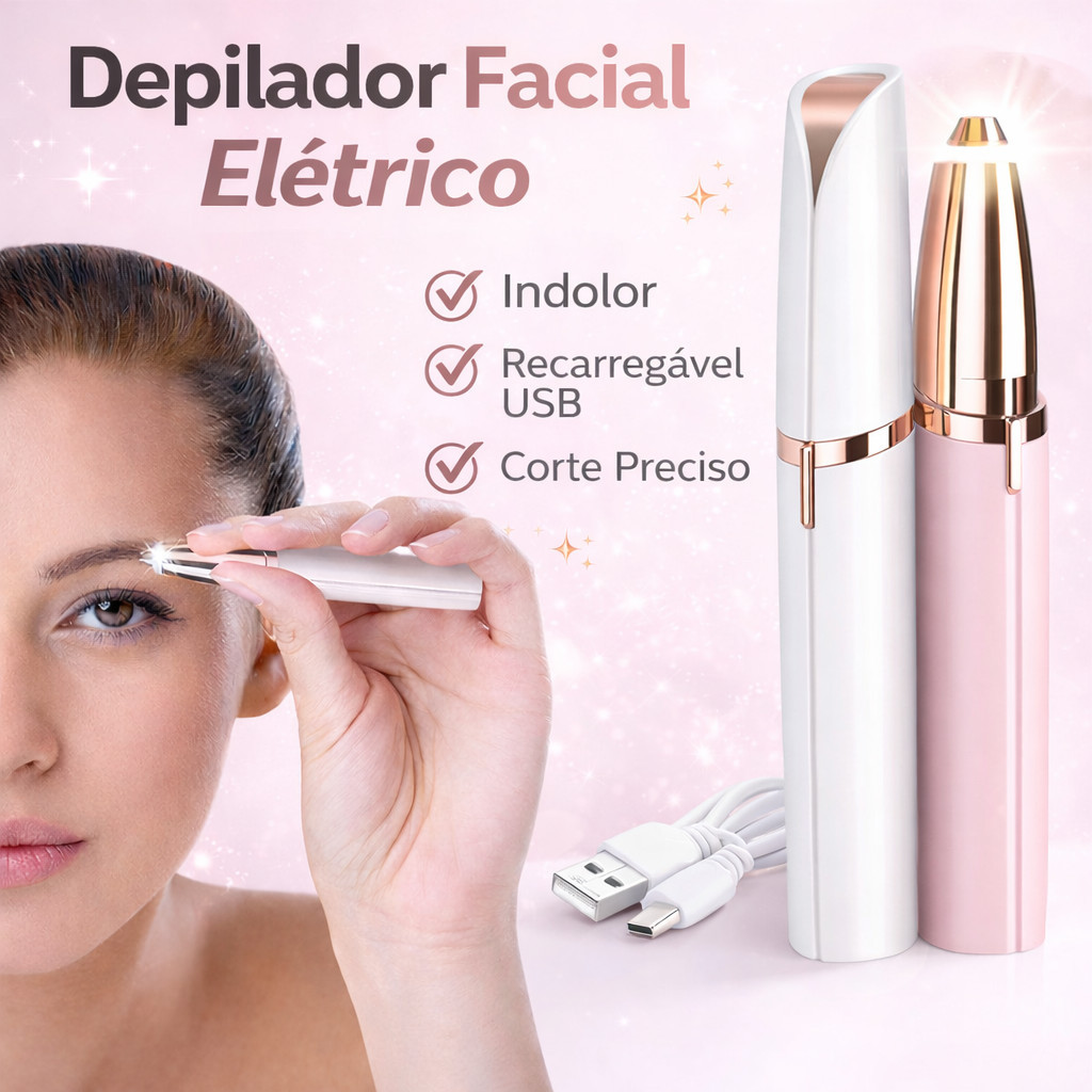 Depilador Facial Feminino USB Recarregável Aparad