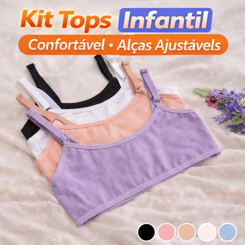 Kits Sutiãs Infantil Juvenil Algodão Cotton Liso