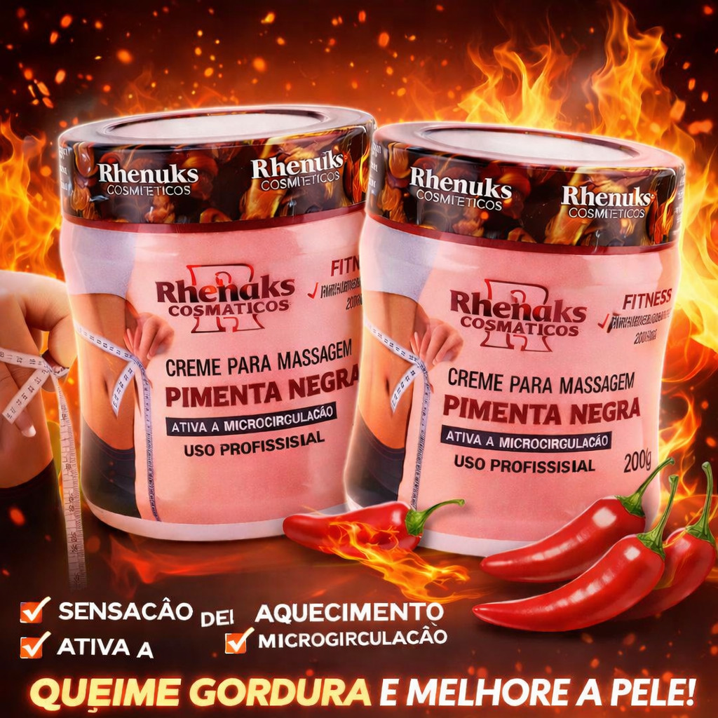 Kit Gel Pimenta Negra Rhenuks 200g Massagem Ativa 
