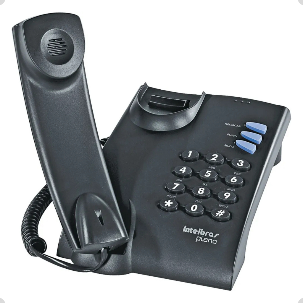 Telefone Com Fio Intelbras Pleno Preto Mesa Parede