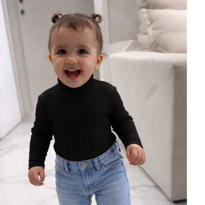 Blusa Gola Alta Manga Longa Infantil Menina 2 Ao 1