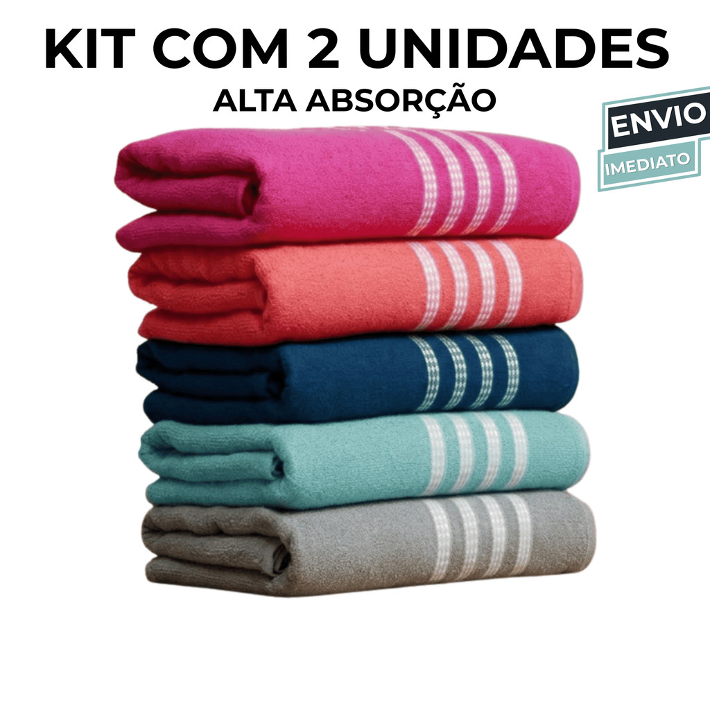 Kit 2 Toalhas de Banho Nina 100% Algodão 120x60cm