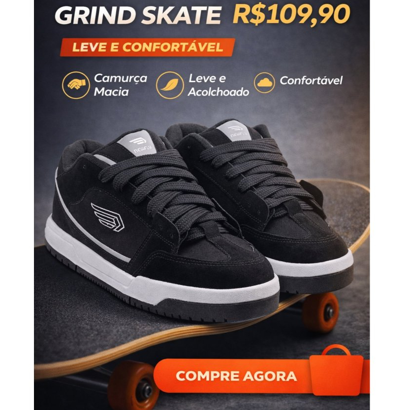 Tênis New Fly Grind Modelo Skatista Unissex em Ca