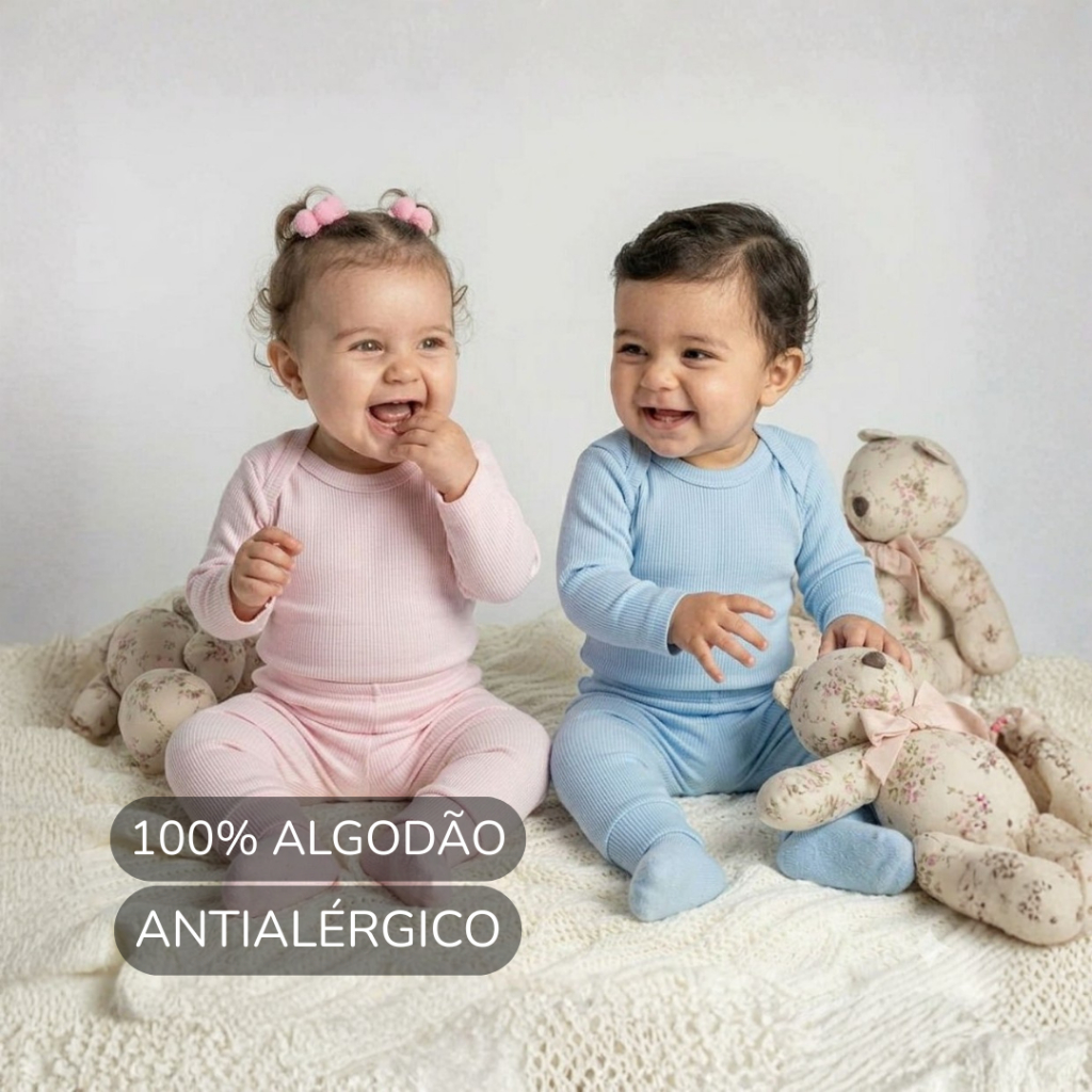 Kit 2 Peças Conjunto Canelado Body e Calça Bebê