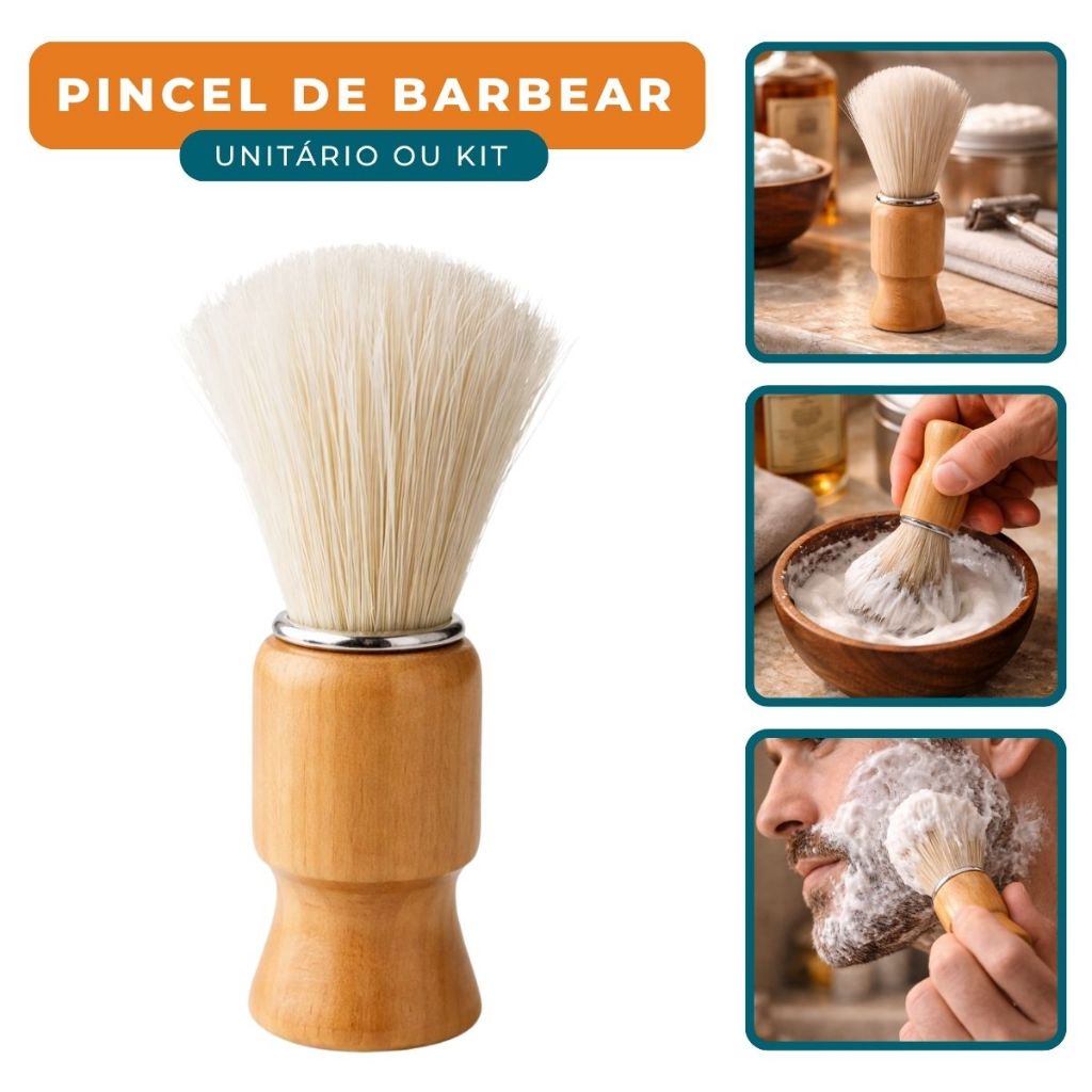 Pincel de Barbear Profissional Macio Fácil de Usa