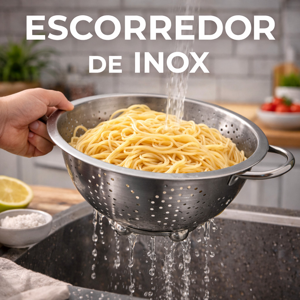 Escorredor de Macarrão e Legumes 2,3 L em Aço In