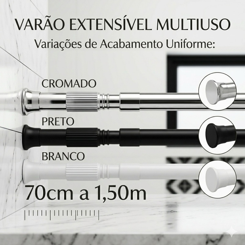 Varão Extensível Box Extensor | Preto Branco Cro