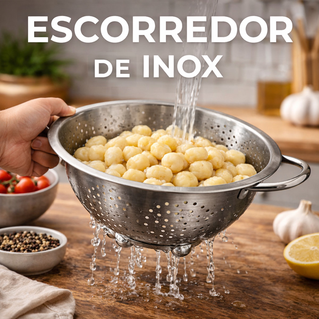 Escorredor de Macarrão em Aço Inox 2,3 L com Al�