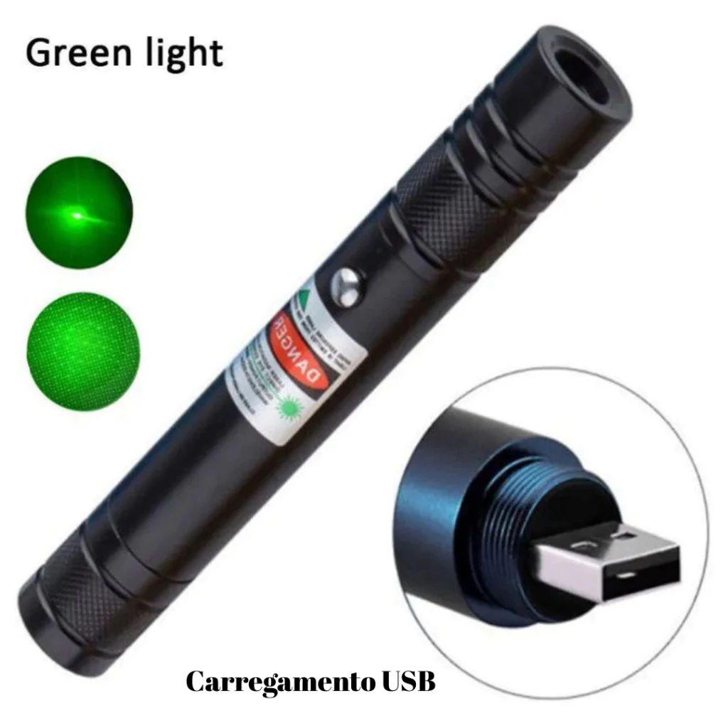 Ponteiro Laser Verde USB, para Aula, Reunião, Ast