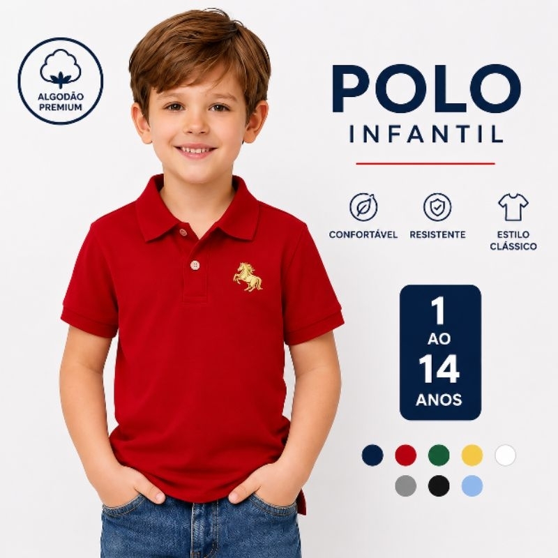 Camisetas gola polo infantil juvenil menino apliqu