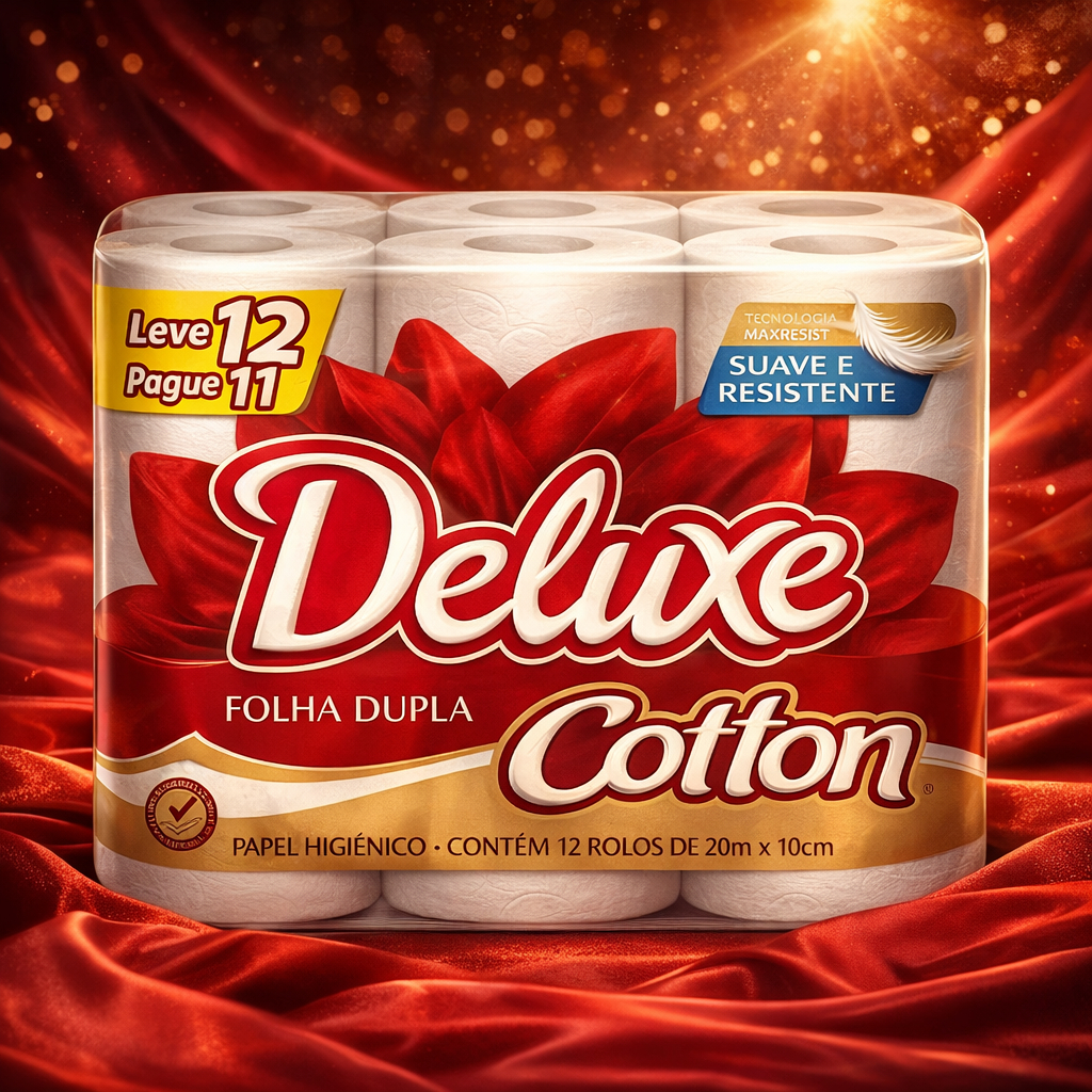 Papel Higiênico Deluxe Cotton Folha Dupla 12 Rolo