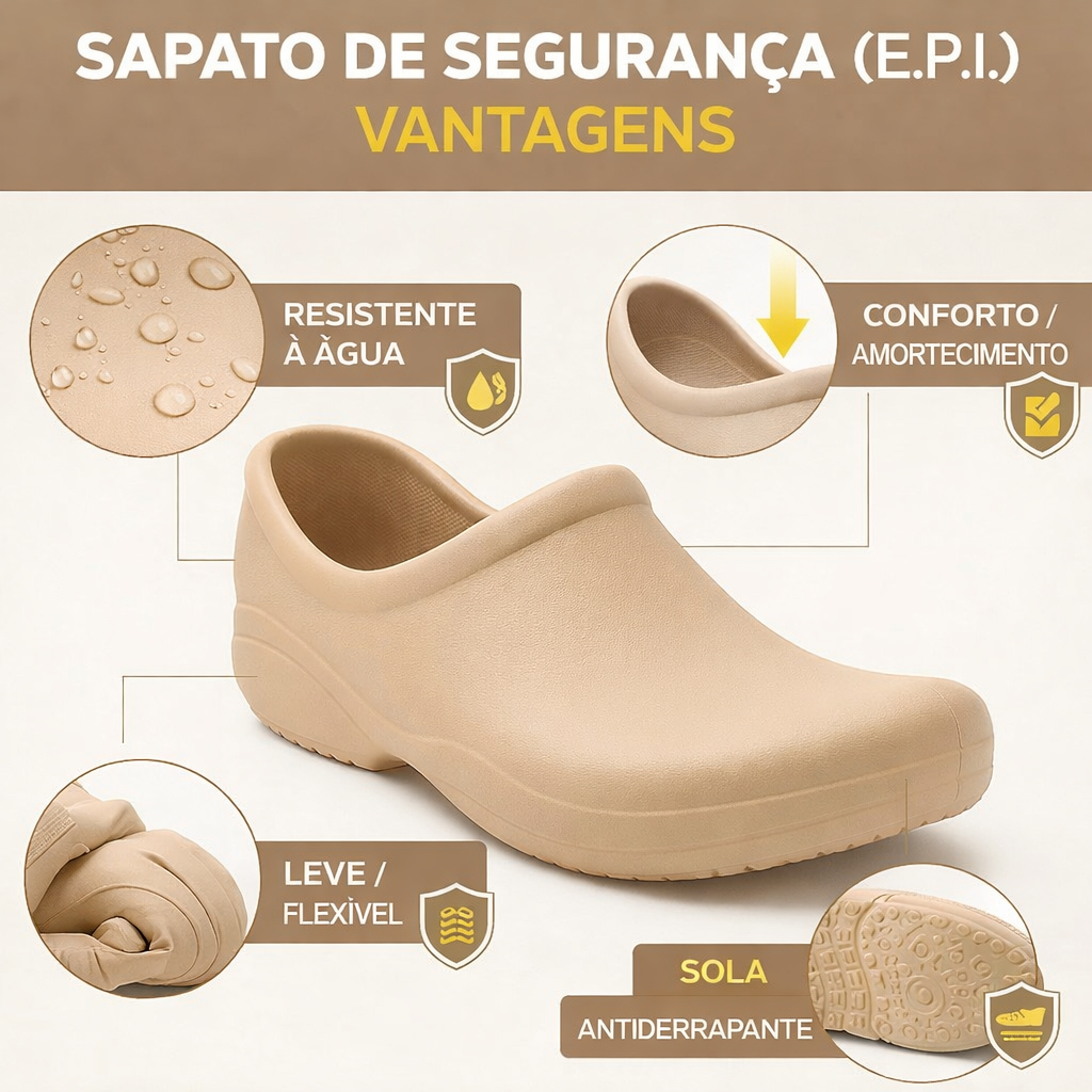 Sapato Trabalho Antiderrapante Segurança EPI  Con