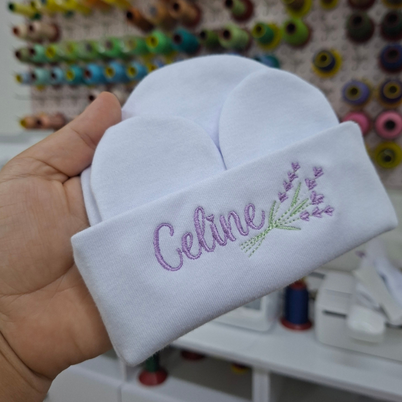 Kit Maternidade Touca e par Luvas RN Super Macia M