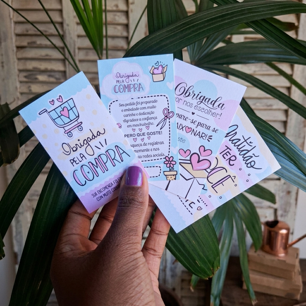 100 Cartões de Agradecimento 9x5cm  Qualidade Pre