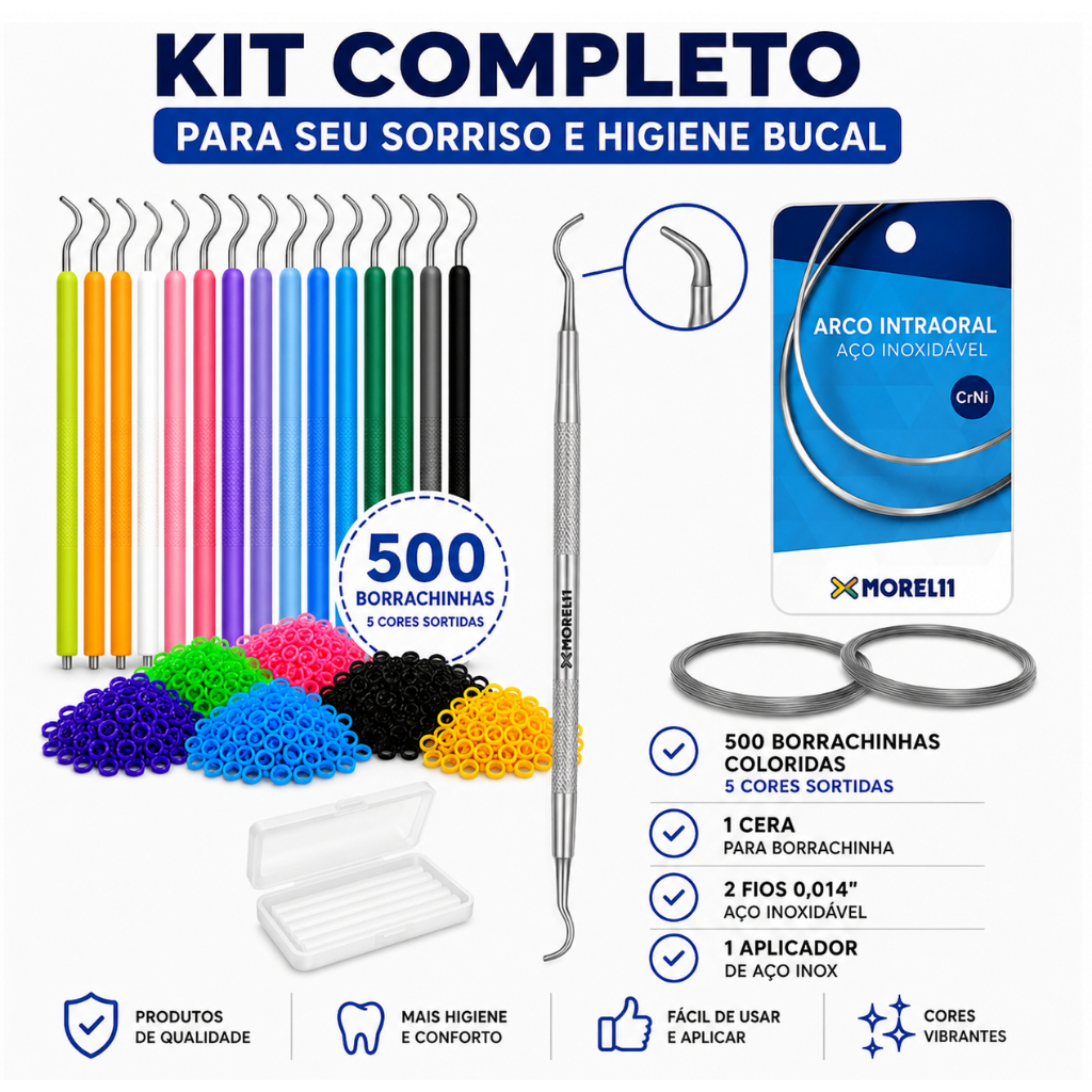 Kit Cuidado: 500 Borrachinhas + Fios + Cera +  Apl