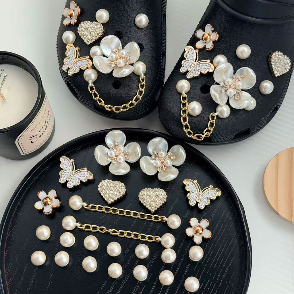 Kit De Amuletos De Sapato De Borboleta E Flor Dour