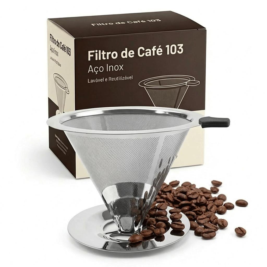 Coador de Café Aço Inox 103 Grande Reutilizável