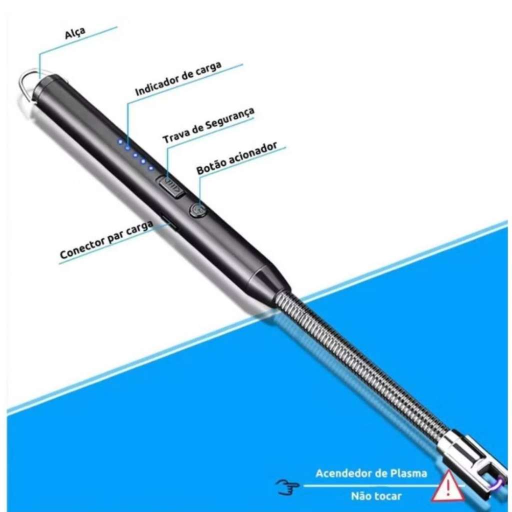 Acendedor de Plasma Recarregável Flexível USB &#